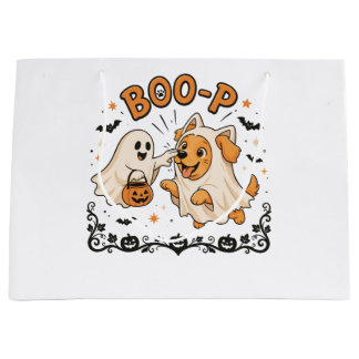 Sacola Para Presentes Grande Boo P Fantasma e Design de Halloween de Cachorro |