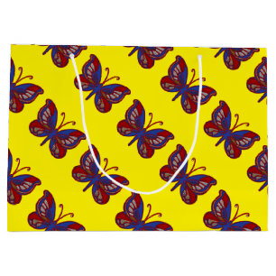 Sacola Para Presentes Grande Borboleta Azul-Vermelha-Amarelo-Grande Saco-Presen