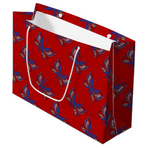 Sacola Para Presentes Grande Borboleta Azul-Vermelha-Vermelha-Grande Saco de Pr