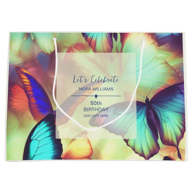 Sacola Para Presentes Grande Borboleta Birthday (Frente)