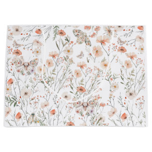 Sacola Para Presentes Grande Borboleta Floral Boho Wildflower