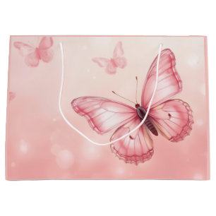 Sacola Para Presentes Grande borboletas cor-de-rosa encantadoras