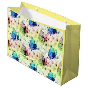 Sacola Para Presentes Grande Borboletas de Aquarela - Bag de Presente