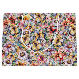 Sacola Para Presentes Grande Borboletas, libélulas, Damybugs e Abelhas