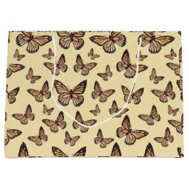 Sacola Para Presentes Grande Borboletas Monarcas em Amarelo
