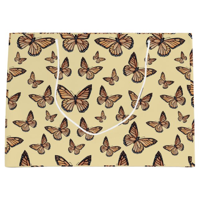 Sacola Para Presentes Grande Borboletas Monarcas em Amarelo (Frente)