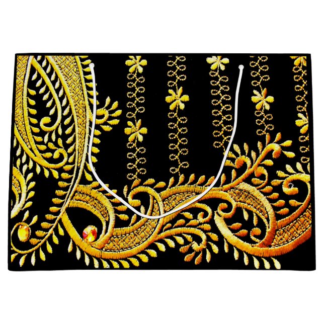 Sacola Para Presentes Grande Bordado Árabe (Frente)