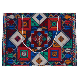 Sacola Para Presentes Grande Bordado Tradicional da Palestina Tatreez colorido