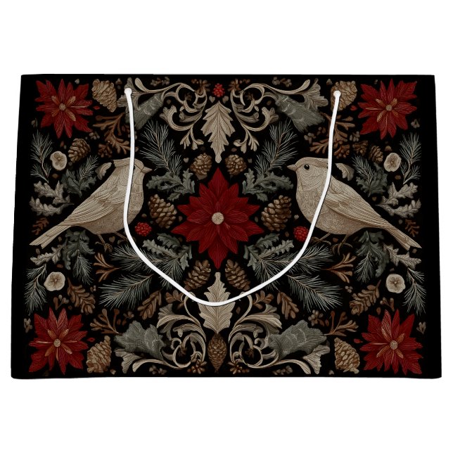 Sacola Para Presentes Grande Bordados Festivos (Frente)