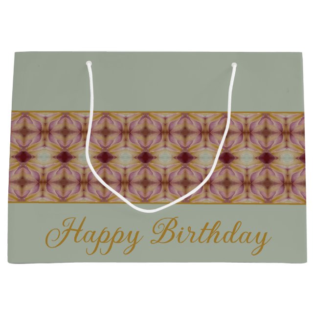 Sacola Para Presentes Grande Borgonha E Rosa Com Teto (Frente)