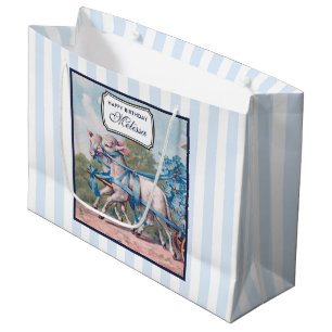 Sacola Para Presentes Grande Borregos Vintage em Fitas Azuis em Stripes Anivers