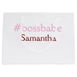 Sacola Para Presentes Grande Bossbabe hashtag rosa claro adicionar nome menina 