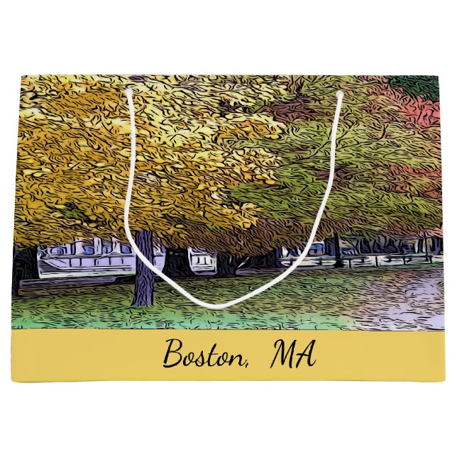 Sacola Para Presentes Grande Boston, Massachusetts Fall Foliage (Frente)