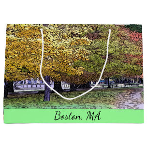Sacola Para Presentes Grande Boston, Massachusetts Fall Foliage