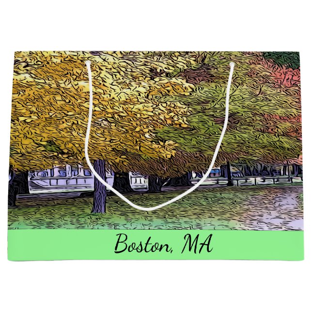Sacola Para Presentes Grande Boston, Massachusetts Fall Foliage (Frente)