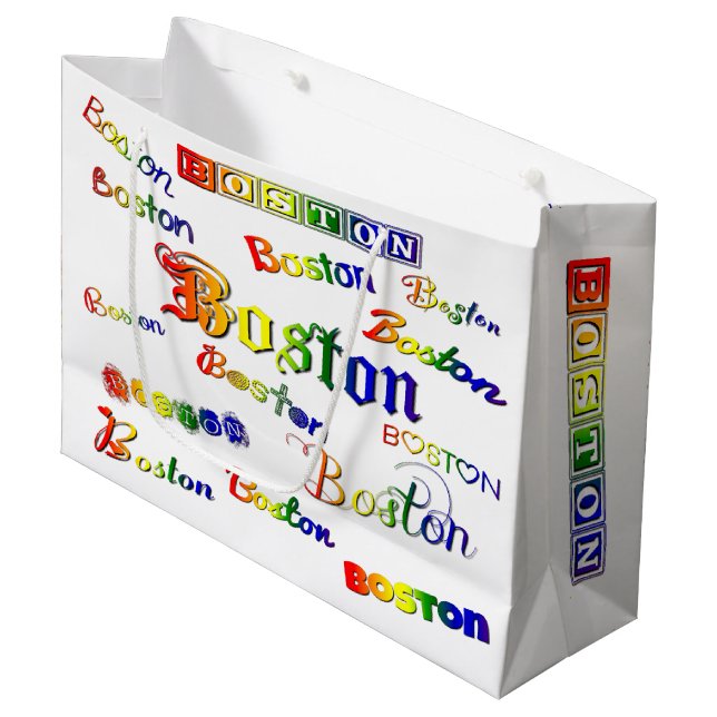 Sacola Para Presentes Grande Boston Rainbow Fonts (Frente inclinada)