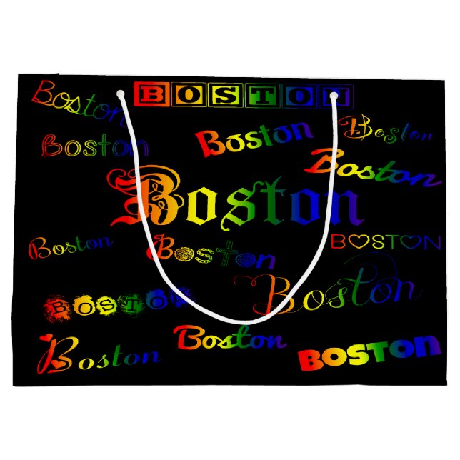 Sacola Para Presentes Grande Boston Rainbow Fonts (Verso)