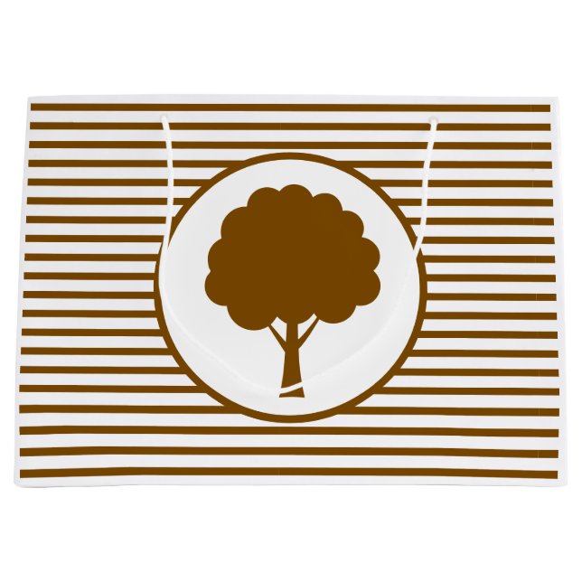 Sacola Para Presentes Grande Botanic Brown Tree Stripes Gift Bag (Frente)