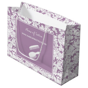 Sacola Para Presentes Grande Boutique floral roxo moderno do cabelo e da beleza