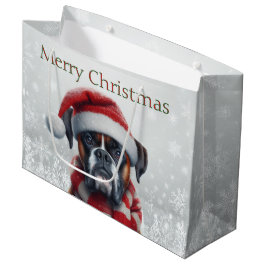 Sacola Para Presentes Grande Boxer de Natal com Chapéu de Papai Noel