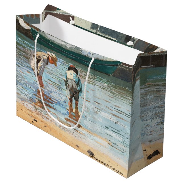 Sacola Para Presentes Grande Boys Wading (1873) Por Winslow Homer (Frente inclinada)