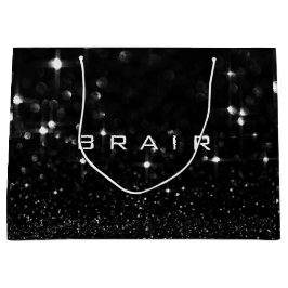 Sacola Para Presentes Grande Brair Black White Glitter Favor Gift Spark