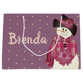 Sacola Para Presentes Grande Branca e Neve Rosa