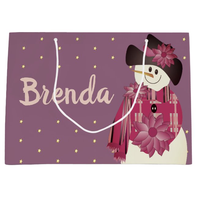 Sacola Para Presentes Grande Branca e Neve Rosa (Frente)