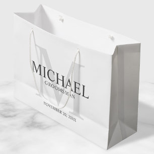 Sacola Para Presentes Grande Branco masculino padrinhos de casamento