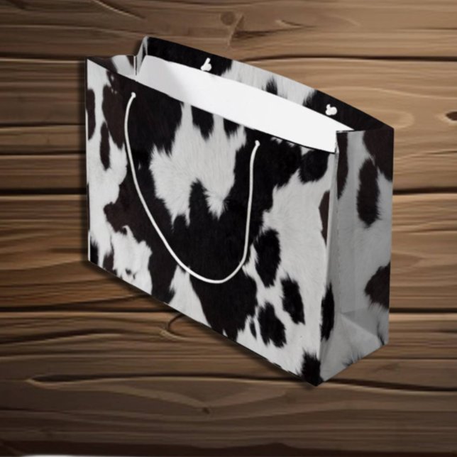 Sacola Para Presentes Grande branco preto de vaca (cOW gIFT bAG)