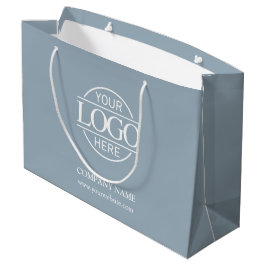 Sacola Para Presentes Grande Branded Dusty Blue Business Logo Promotional