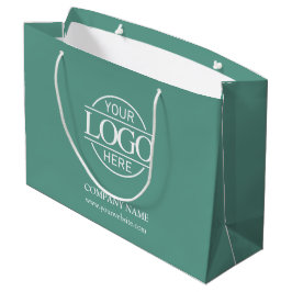 Sacola Para Presentes Grande Branded Teal Green Business Logo Promotional
