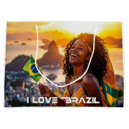 SACOLA PARA PRESENTES GRANDE BRASIL - EU AMO O BRASIL