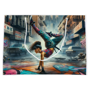 Sacola Para Presentes Grande Breakdancer Women in action Silhout Nova Iorque