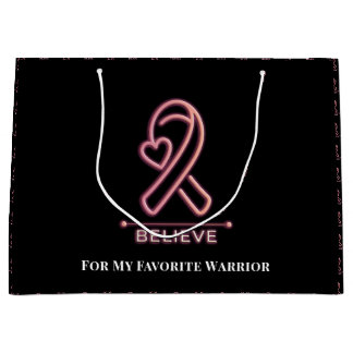 Sacola Para Presentes Grande Breast Cancer Awareness / Lazo Rosa Creer