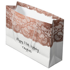 Sacola Para Presentes Grande Bridal Casamento Bridal Rosa Metálica Dourada