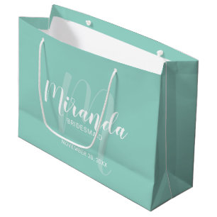 Sacola Para Presentes Grande Bridesmaid Mint Verde Personalizado por Script Mod