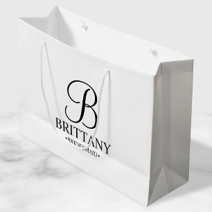 Sacola Para Presentes Grande Bridesmaid Personalizada Elegante Preta e Branca