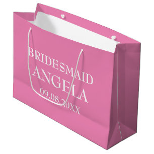 Sacola Para Presentes Grande Bridesmaid Rosa Elegante Nome Personalizado Oferec