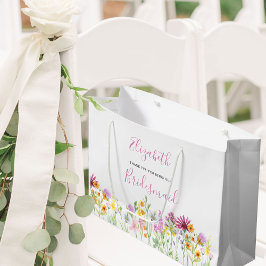 Sacola Para Presentes Grande Bridesmaid Wildflower Obrigado Grande Saco De Pres