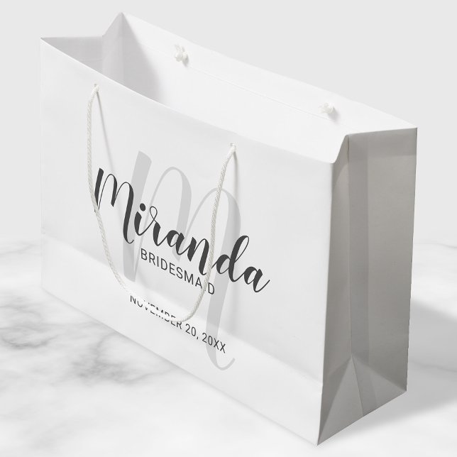 Sacola Para Presentes Grande Bridesmaids Personalizados de Script Moderno (Criador carregado)