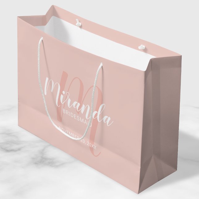 Sacola Para Presentes Grande Bridesmaids Personalizados de Script Moderno (Criador carregado)
