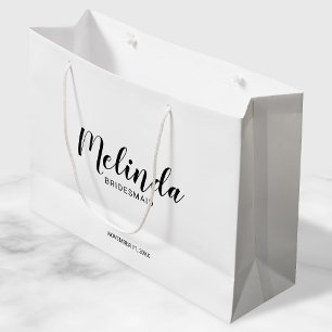 Sacola Para Presentes Grande Bridesmaids Personalizados de Script Moderno