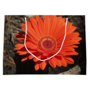 Sacola Para Presentes Grande Bright Orange Gerbera Daisy Foto