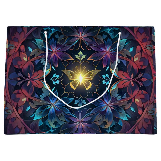 Sacola Para Presentes Grande Brilho da borboleta (Frente)