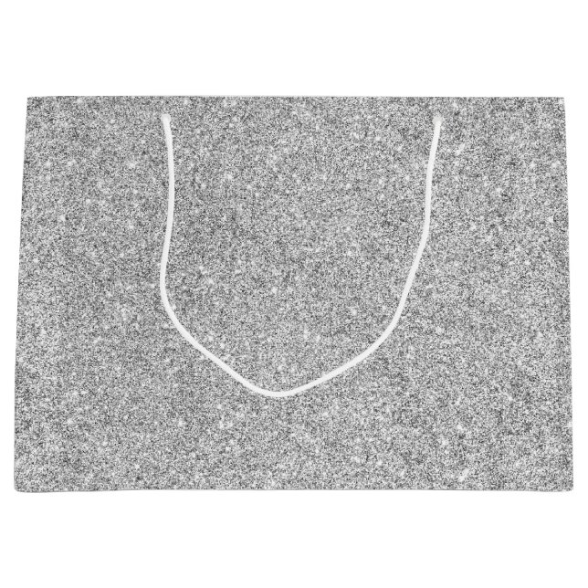 Sacola Para Presentes Grande Brilho de prata elegante (Frente)