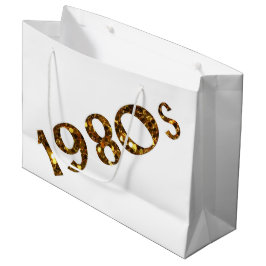 Sacola Para Presentes Grande brilho Dourado da nostalgia dos anos 80 frente e