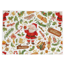 Sacola Para Presentes Grande British Christmas Wrapping Paper Santa Claus