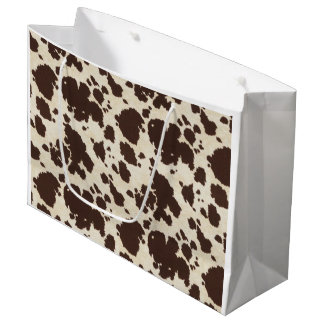 Sacola Para Presentes Grande Brown e saco branco do cowprint