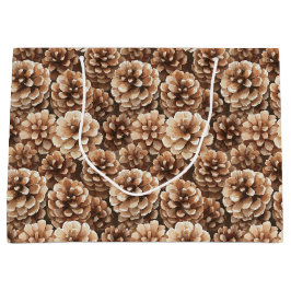 Sacola Para Presentes Grande Brown Pine Cones Nature Birthday